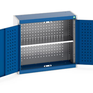 Cubio Cupboard with Perfo Backpanel And 1X Shelf. WxDxH: 800X325X700mm Ral 7035/5010 _SKU-40031068.11V