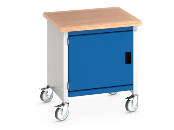 Workplace Storage Bench On Wheels - Cubio Mobile Storage Bench (Mpx) Full Cupboard. WxDxH: 750X750X840mm Ral 7035/5010 _SKU-41002085.11V