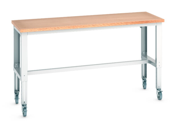 Metal Work Station On Wheels - Cubio Mobile Bench Adj Height (Mpx) . WxDxH: 2000X750X840-1140mm Ral 7035 _SKU-41003292.16V