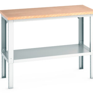 Sturdy And Strong Work Table - with Full Depth Shelf. WxDxH: 1500X750X740-1140mm Ral 7035 _SKU-41003507.16V