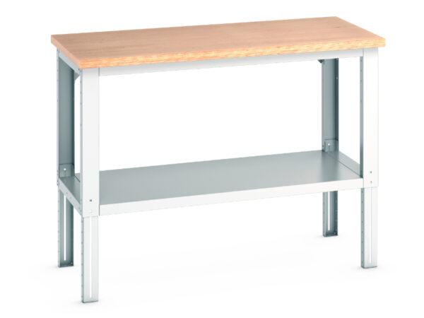 Sturdy And Strong Work Table - with Full Depth Shelf. WxDxH: 1500X750X740-1140mm Ral 7035 _SKU-41003507.16V