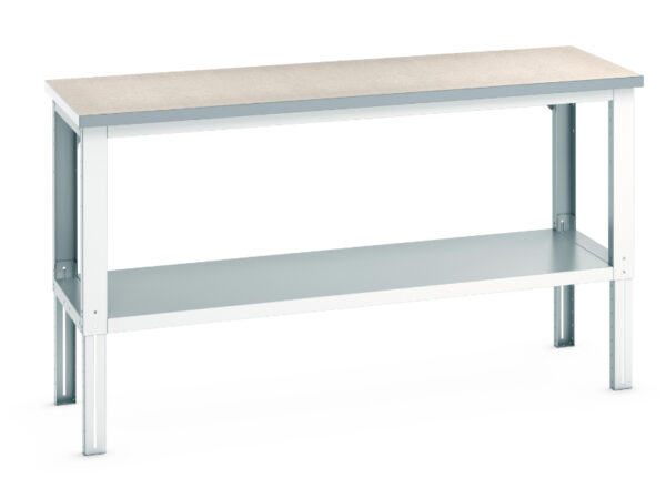 Cubio Framework Bench Adj Height (Lino) with Full Depth Shelf. WxDxH: 2000X750X740-1140mm Ral 7035 _SKU-41003510.16V