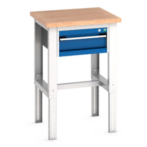 Pedestal Work Table with Cabinet - Cubio Framework Bench (Mpx) with 1 Drawer Cabinet. WxDxH: 750X750X740-1140mm Ral 7035/5010 _SKU-41003530.11V