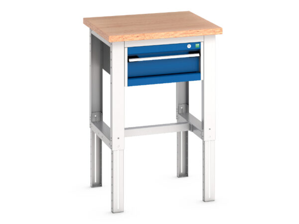 Pedestal Work Table with Cabinet - Cubio Framework Bench (Mpx) with 1 Drawer Cabinet. WxDxH: 750X750X740-1140mm Ral 7035/5010 _SKU-41003530.11V