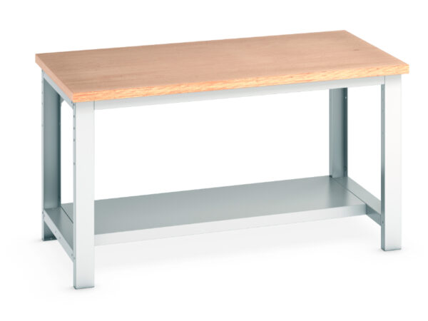 Metal Work Table Base - Cubio Framework Bench (Mpx) with Half Depth Shelf. WxDxH: 1500X900X840mm Ral 7035 _SKU-41004017.16V