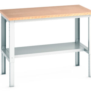 1. 5M Work Table - Cubio Framework Bench Adj Height (Mpx) with Half Depth Shelf. WxDxH: 1500X900X740-1140mm Ral 7035 _SKU-41004129.16V