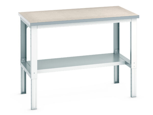 Cubio Framework Bench Adj Height (Lino) with Half Depth Shelf. WxDxH: 1500X900X740-1140mm Ral 7035 _SKU-41004130.16V