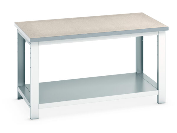 Cubio Framework Bench (Lino) with Full Base Shelf. WxDxH: 1500X900X840mm Ral 7035 _SKU-41004134.16V