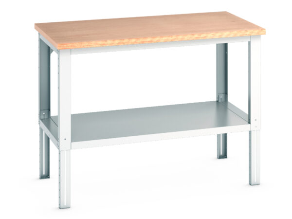 Cubio Framework Bench Adj Height (Mpx) with Full Base Shelf. WxDxH: 1500X900X740-1140mm Ral 7035 _SKU-41004137.16V