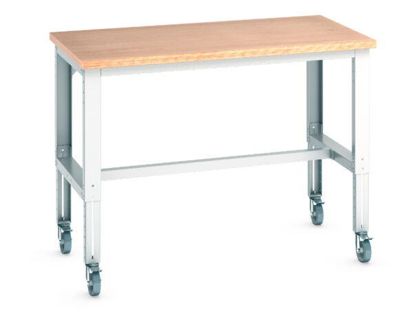 Mobile Work Table with Adjustable Legs - Cubio Mobile Bench Adj Height (Mpx) . WxDxH: 1500X900X840-1140mm Ral 7035 _SKU-41004141.16V