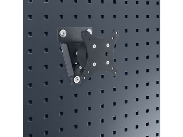 Perfo Monitor Holder Bracket with Vesa 75/100 Fixing Pattern. WxDxH: 128X72X172mm Aluminium / Plastic / Ral 7016 _SKU-41011163