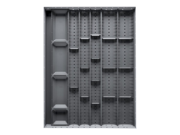 Bott Long Drawer Dividers - Cubio Trough Block Divider Kit 20 Compartment for Cabinet - WxDxH: 525X650X28mm Plastic Ral 7011 _SKU-43020019