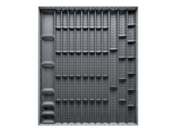 Cubio Trough Block Divider Kit 56 Compartment for Cabinet - WxDxH: 650X750X28mm Plastic Ral 7011 _SKU-43020039