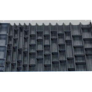 Cubio Trough Block Divider Kit 60 Compartment for Cabinet - WxDxH: 800X750X28mm Plastic Ral 7011 _SKU-43020040
