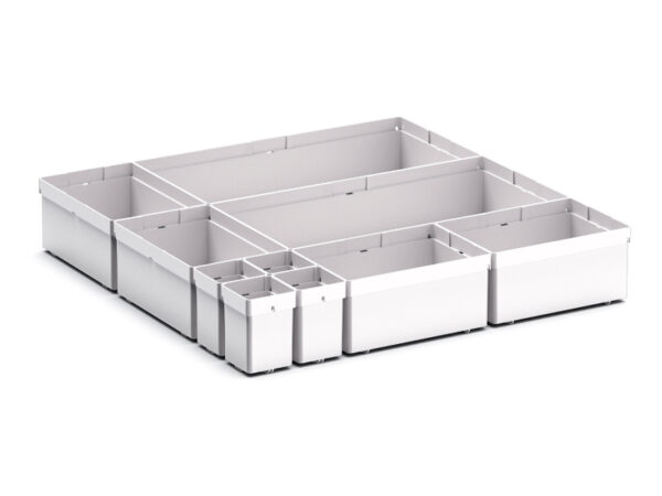 Drawer Dividers for Screws - Cubio Plastic Box Divider Kit 10 Compartment for Cabinet - WxDxH: 525X525X100+ mm Plastic Ral 7035 _SKU-43020750