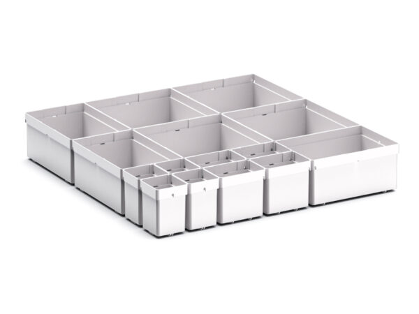 Bott Drawer Separators - Cubio Plastic Box Divider Kit 15 Compartment for Cabinet - WxDxH: 525X525X100+ mm Plastic Ral 7035 _SKU-43020751