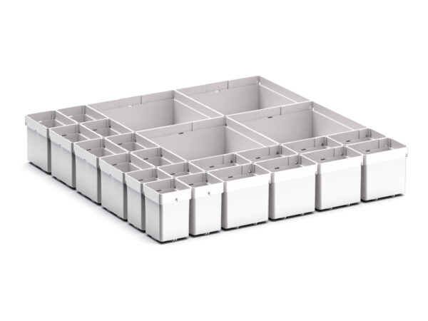 Cubio Plastic Box Divider Kit 24 Compartment for Cabinet - WxDxH: 525X525X100+ mm Plastic Ral 7035 _SKU-43020752