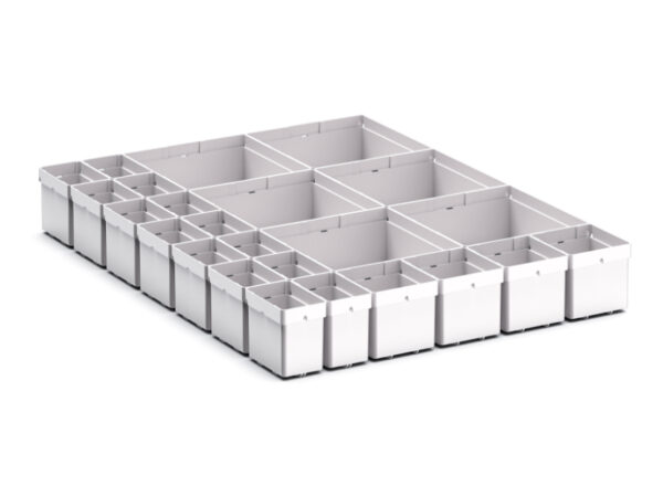 Cubio Plastic Box Divider Kit 24 Compartment for Cabinet - WxDxH: 525X650X100+ mm Plastic Ral 7035 _SKU-43020755