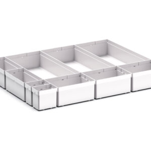 Cubio Plastic Box Divider Kit 10 Compartment for Cabinet - WxDxH: 650X525X100+ mm Plastic Ral 7035 _SKU-43020756