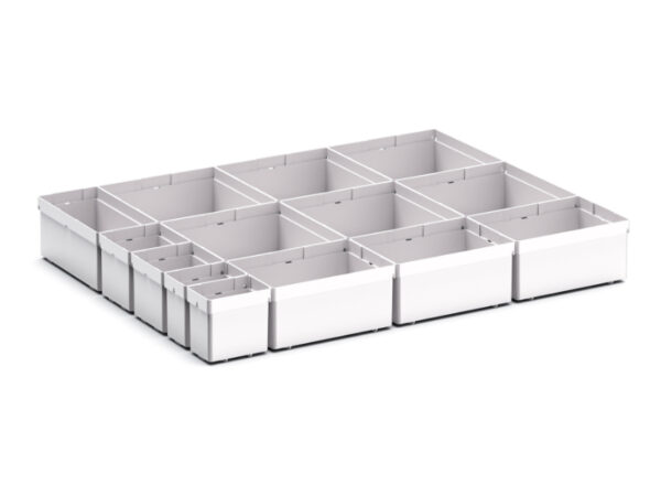 Cubio Plastic Box Divider Kit 14 Compartment for Cabinet - WxDxH: 650X525X100+ mm Plastic Ral 7035 _SKU-43020757