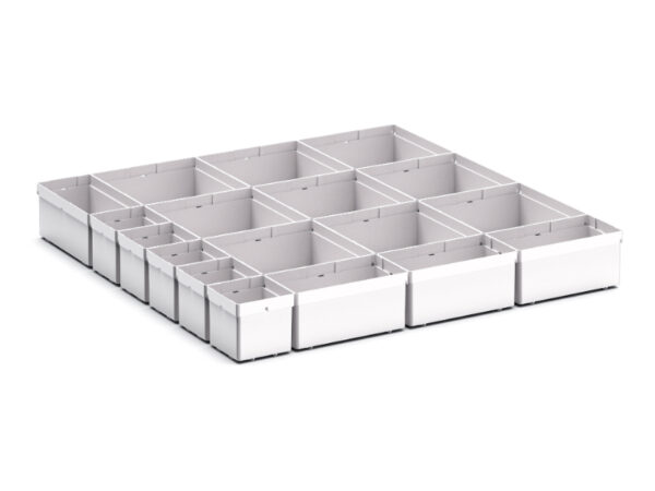 Cubio Plastic Box Divider Kit 18 Compartment for Cabinet - WxDxH: 650X650X100+ mm Plastic Ral 7035 _SKU-43020760