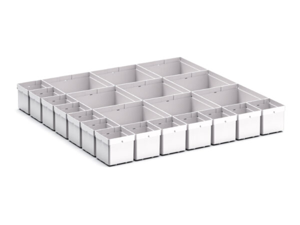 Cubio Plastic Box Divider Kit 22 Compartment for Cabinet - WxDxH: 650X650X100+ mm Plastic Ral 7035 _SKU-43020761
