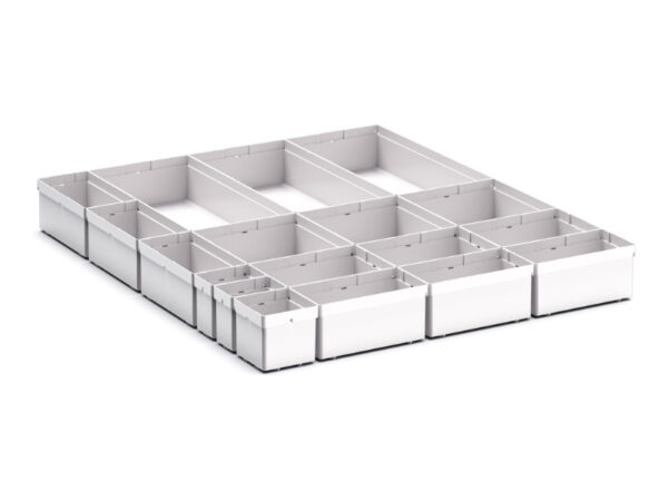Cubio Plastic Box Divider Kit 18 Compartment for Cabinet - WxDxH: 650X750X100+ mm Plastic Ral 7035 _SKU-43020762