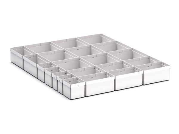 Cubio Plastic Box Divider Kit 22 Compartment for Cabinet - WxDxH: 650X750X100+ mm Plastic Ral 7035 _SKU-43020763