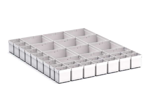 Cubio Plastic Box Divider Kit 33 Compartment for Cabinet - WxDxH: 650X750X100+ mm Plastic Ral 7035 _SKU-43020764