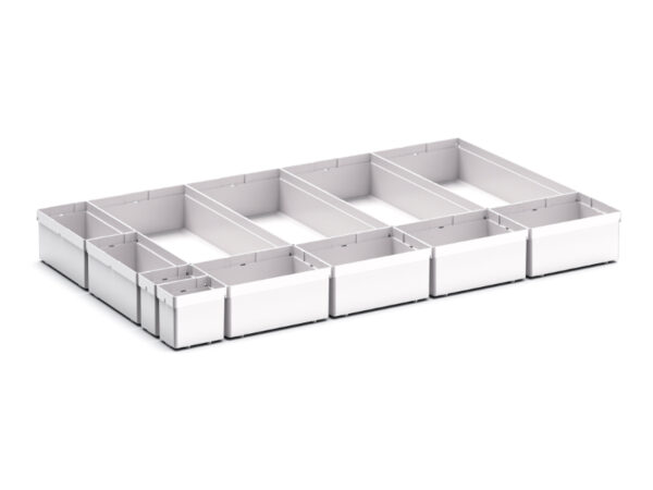 Cubio Plastic Box Divider Kit 12 Compartment for Cabinet - WxDxH: 800X525X100+ mm Plastic Ral 7035 _SKU-43020765