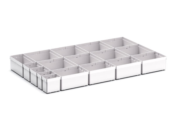 Cubio Plastic Box Divider Kit 17 Compartment for Cabinet - WxDxH: 800X525X100+ mm Plastic Ral 7035 _SKU-43020766