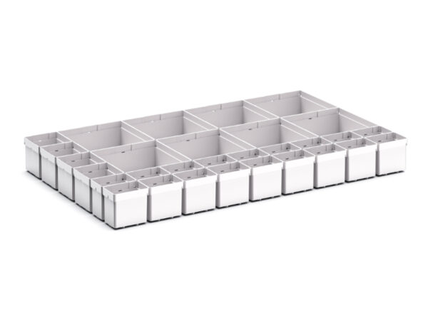 Cubio Plastic Box Divider Kit 30 Compartment for Cabinet - WxDxH: 800X525X100+ mm Plastic Ral 7035 _SKU-43020767