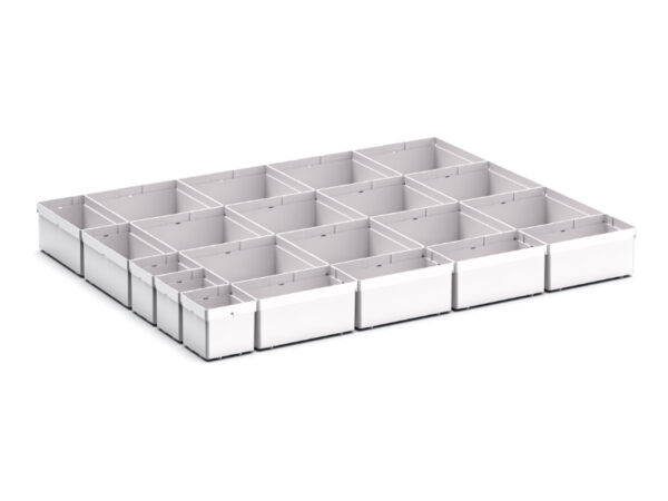 Cubio Plastic Box Divider Kit 21 Compartment for Cabinet - WxDxH: 800X650X100+ mm Plastic Ral 7035 _SKU-43020769