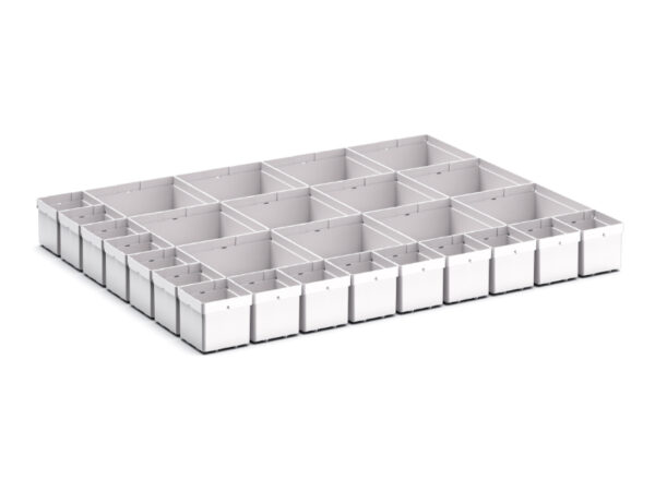 Cubio Plastic Box Divider Kit 27 Compartment for Cabinet - WxDxH: 800X650X100+ mm Plastic Ral 7035 _SKU-43020770