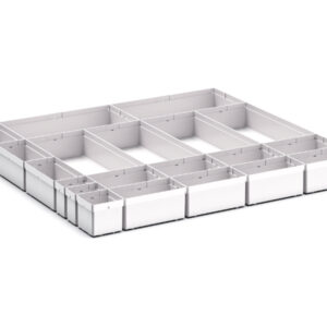 Cubio Plastic Box Divider Kit 20 Compartment for Cabinet - WxDxH: 800X750X100+ mm Plastic Ral 7035 _SKU-43020771