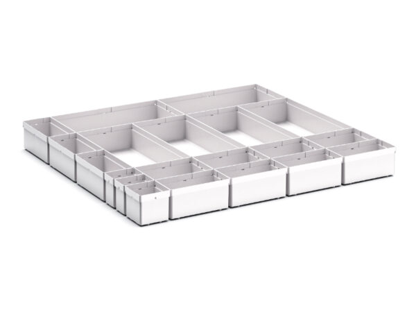 Cubio Plastic Box Divider Kit 20 Compartment for Cabinet - WxDxH: 800X750X100+ mm Plastic Ral 7035 _SKU-43020771