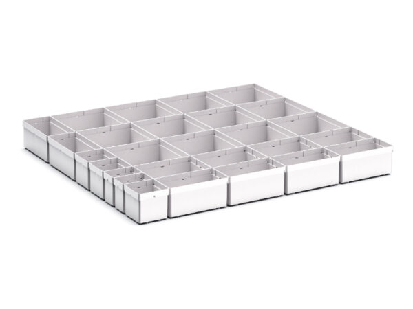 Cubio Plastic Box Divider Kit 27 Compartment for Cabinet - WxDxH: 800X750X100+ mm Plastic Ral 7035 _SKU-43020772