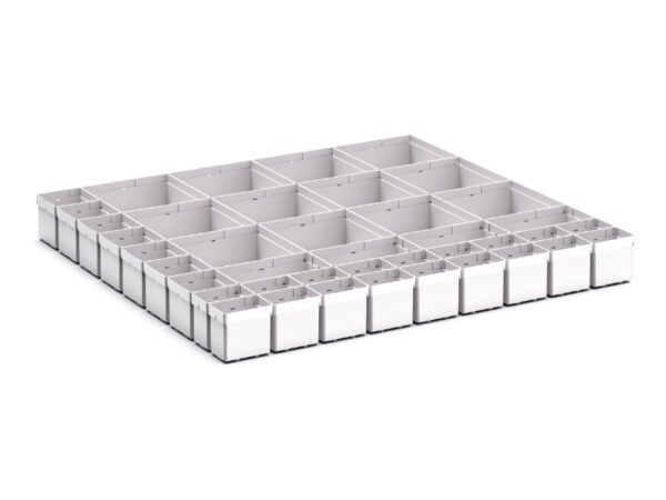 Cubio Plastic Box Divider Kit 41 Compartment for Cabinet - WxDxH: 800X750X100+ mm Plastic Ral 7035 _SKU-43020773