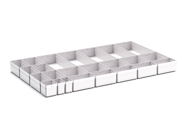 Cubio Plastic Box Divider Kit 24 Compartment for Cabinet - WxDxH: 1050X650X100+ mm Plastic Ral 7035 _SKU-43020774