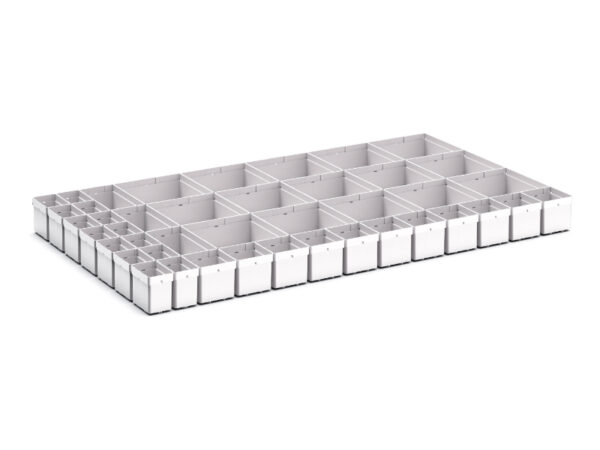 Cubio Plastic Box Divider Kit 43 Compartment for Cabinet - WxDxH: 1050X650X100+ mm Plastic Ral 7035 _SKU-43020776