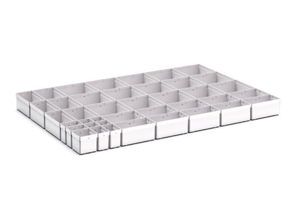 Cubio Plastic Box Divider Kit 40 Compartment for Cabinet - WxDxH: 1050X750X100+ mm Plastic Ral 7035 _SKU-43020778