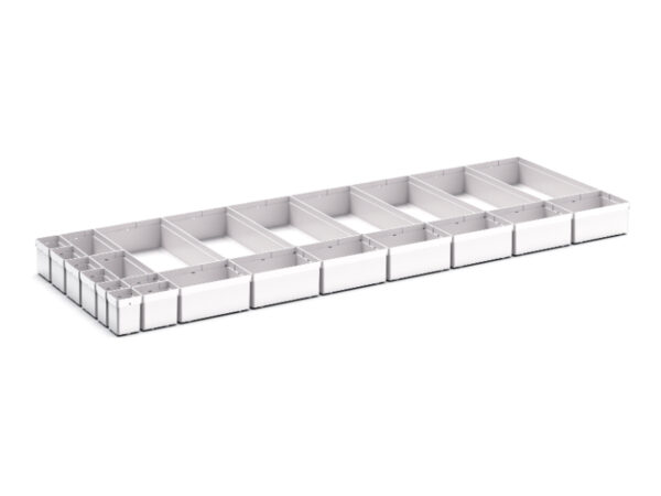 Cubio Plastic Box Divider Kit 24 Compartment for Cabinet - WxDxH: 1300X525X100+ mm Plastic Ral 7035 _SKU-43020780