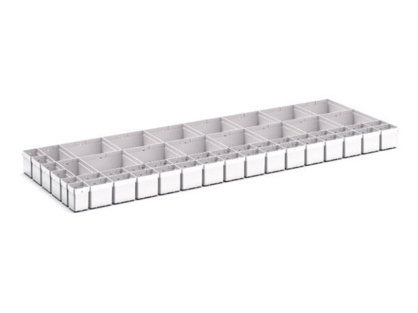 Cubio Plastic Box Divider Kit 52 Compartment for Cabinet - WxDxH: 1300X525X100+ mm Plastic Ral 7035 _SKU-43020782
