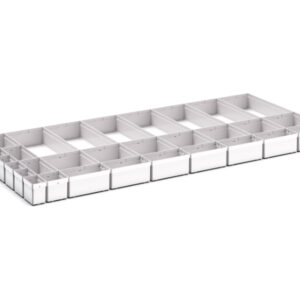 Cubio Plastic Box Divider Kit 32 Compartment for Cabinet - WxDxH: 1300X650X100+ mm Plastic Ral 7035 _SKU-43020783
