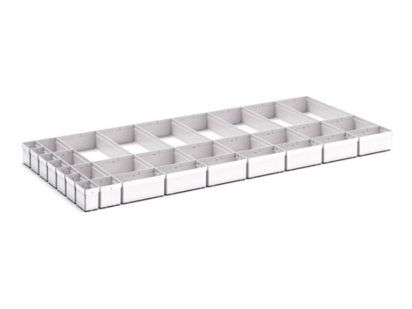 Cubio Plastic Box Divider Kit 32 Compartment for Cabinet - WxDxH: 1300X650X100+ mm Plastic Ral 7035 _SKU-43020783