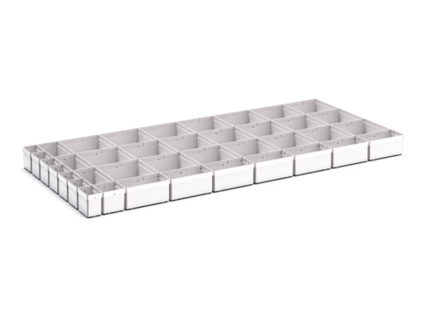 Cubio Plastic Box Divider Kit 39 Compartment for Cabinet - WxDxH: 1300X650X100+ mm Plastic Ral 7035 _SKU-43020784