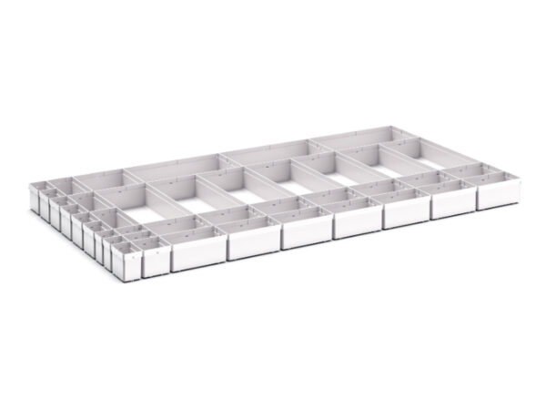 Cubio Plastic Box Divider Kit 40 Compartment for Cabinet - WxDxH: 1300X750X100+ mm Plastic Ral 7035 _SKU-43020786