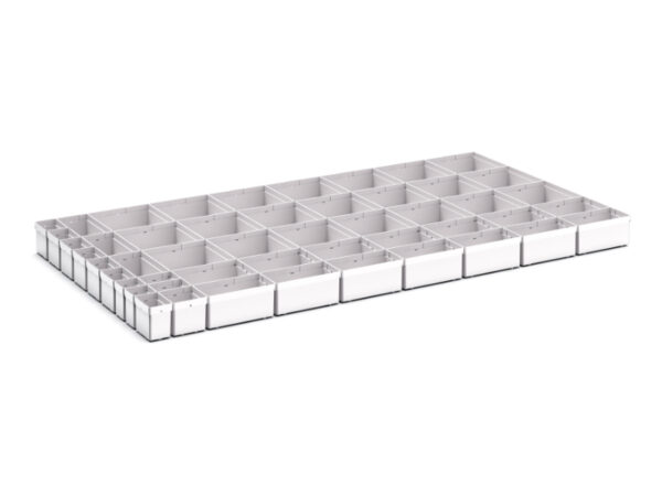 Cubio Plastic Box Divider Kit 50 Compartment for Cabinet - WxDxH: 1300X750X100+ mm Plastic Ral 7035 _SKU-43020787