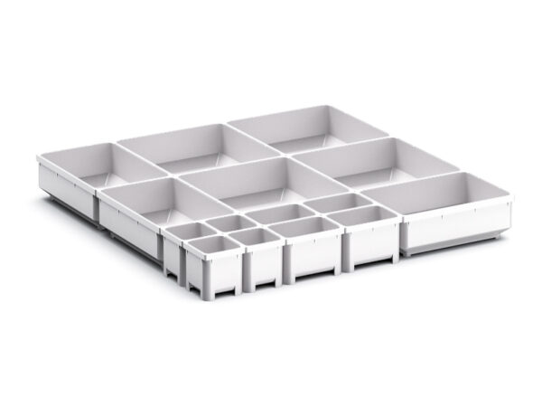 Bott Drawer Dividers - Cubio Plastic Box Divider Kit 15 Compartment for Cabinet - WxDxH: 525X525X75mm Plastic Ral 7035 _SKU-43020792