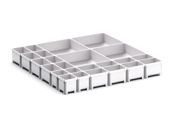 Cubio Plastic Box Divider Kit 24 Compartment for Cabinet - WxDxH: 525X525X75mm Plastic Ral 7035 _SKU-43020793